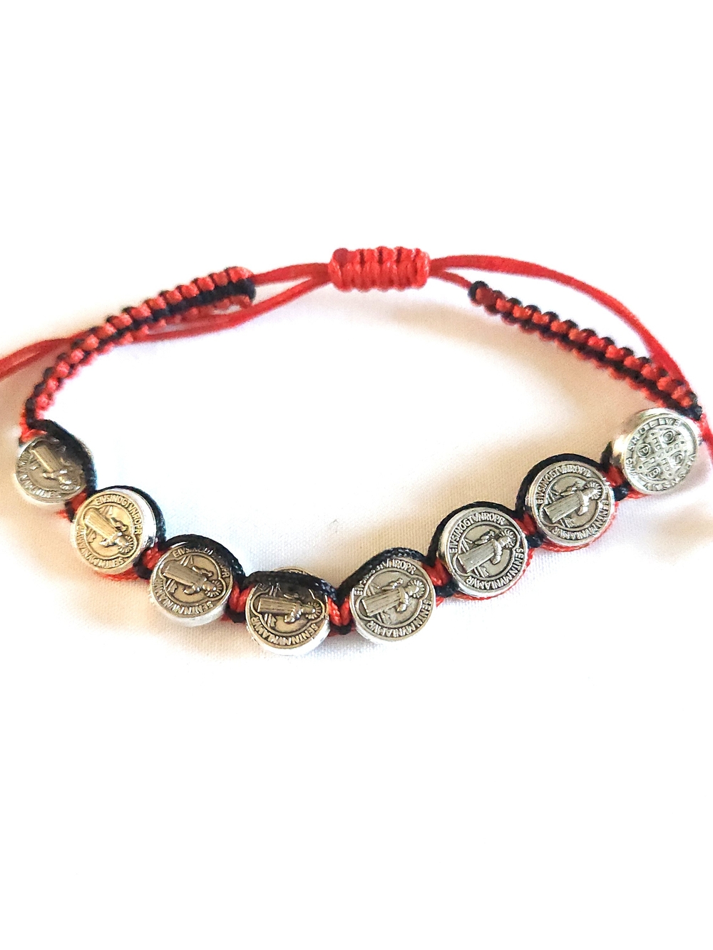 Red and Black Coin Bead Adjustable Bracelet
